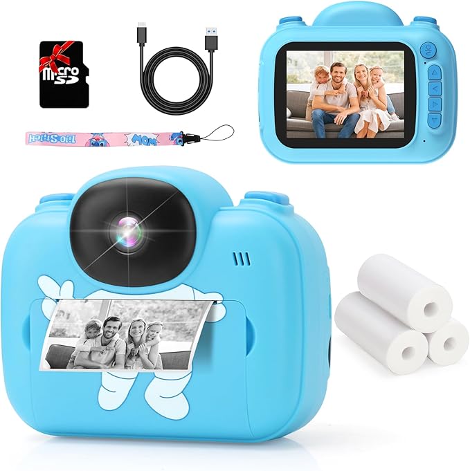 Kids Camera Instant Print, 3.5'' Kids Digital Camera Instant with 1080P HD Photos & Videos, Christmas Birthday Gifts for Girls Boys Age 3-12 (Blue)