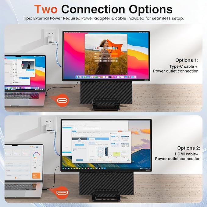 23.8" Portable Monitor, 1080p FHD 100HZ IPS Gaming Monitor, 90° Rotatable & Height-Adjustable Display, Built-in Speakers, VESA Mounting, External second monitor for Laptop, Mini PC, Switch, PS5