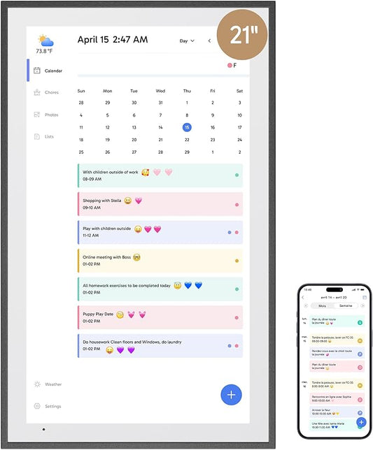 Dragon Touch 21.5" Digital Calendar Chore Chart – 1080P Full HD Interactive Touchscreen, Smart Family Planner, Hearth Display Digital Calendar Wall & Desk Mountable for Seamless Scheduling