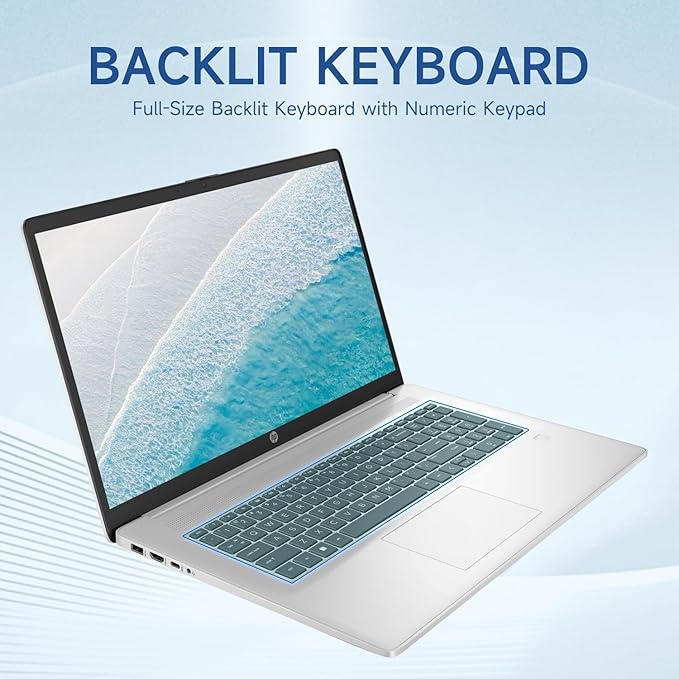 HP Essential 2025 Laptop, 17.3" FHD, CORE 7 (Beats i7 1355), 32GB RAM, 2TB SSD, FP Reader, Backlit KB, Webcam, Wi-Fi 6, Windows 11 Home, Silver, Bundle with ADATA 512GB External SSD