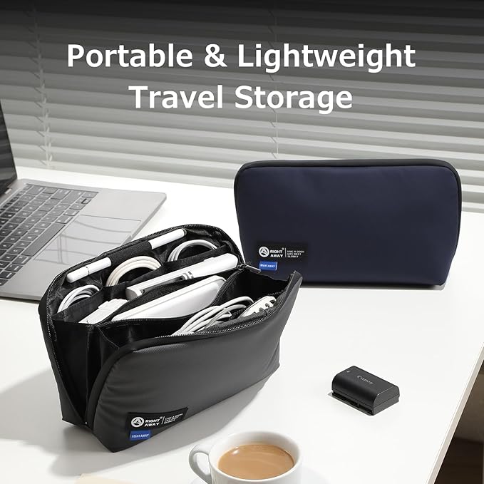 RIGHT AWAY Electronic Organizer,Waterproof Travel Accessories Storage, Tech Pouch for Cord, Power bank, Airpods, Daily Items