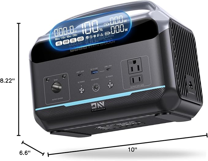 Portable Power Station 600W with Solar Panel 80W, 288Wh LiFePO4 Battery Backup w/2 AC Outlets, 1.7H Fast Charging Solar Generator for Camping, RV Travel, Home Emergencies