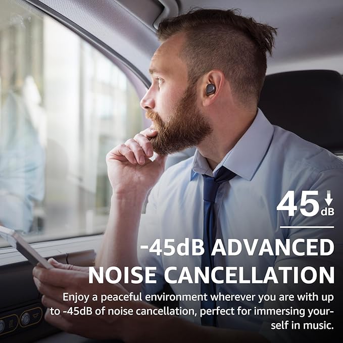 TOZO NC9 Hybrid Active Noise Cancelling Wireless Earbuds, 6 Mics ENC Clear Call, IPX8 Waterproof, in Ear Bluetooth 5.3 Headphones Stereo Bass Ear Buds 59H Playtime with LED Display 32 EQs via APP