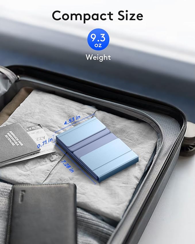 Samsers Foldable Bluetooth Keyboard with Touchpad, Full-Size Wireless Folding Keyboard with PU Leather, Portable Travel Keyboards for iOS Android Windows Mac OS, Support 3 Devices (BT5.1 x 3), Blue