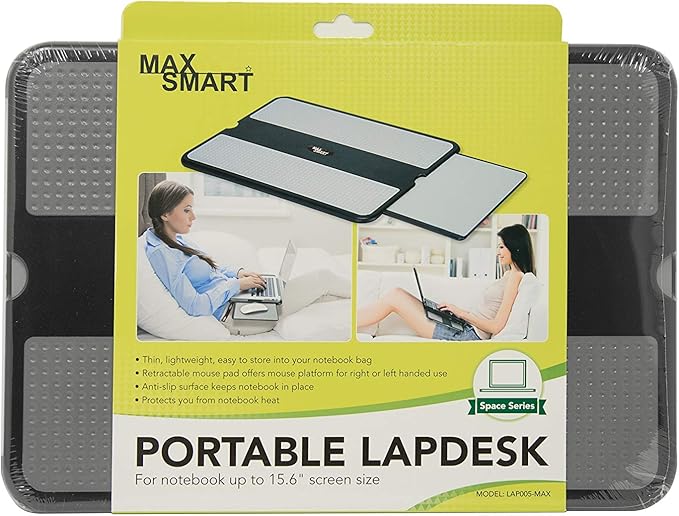 Portable Laptop Lap Pad, Laptop Desk with Retractable Mouse Tray, Sturdy Stable Work Surface for Bed Sofa Couch or Travel
