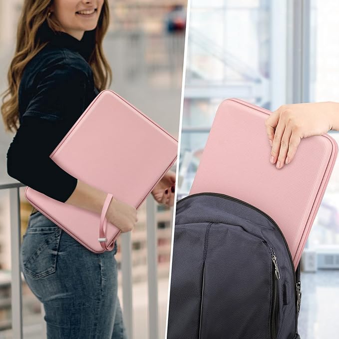 FINPAC 15.6-inch Hard Laptop Sleeve Case Compatible with 15.6 Inch Acer Aspire, Shockproof Computer Carrying Case for HP Dell Razer Samsung Laptop Chromebook, Pink
