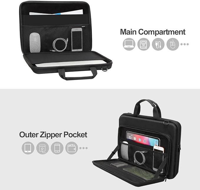 MOSISO Hard Shell Laptop Case for Men Women,17 inch Computer Bag Compatible with MacBook, HP, Dell, Lenovo, Asus, Notebook,17.3 inch Laptop Bag with Front Pocket & Shoulder Strap, Black