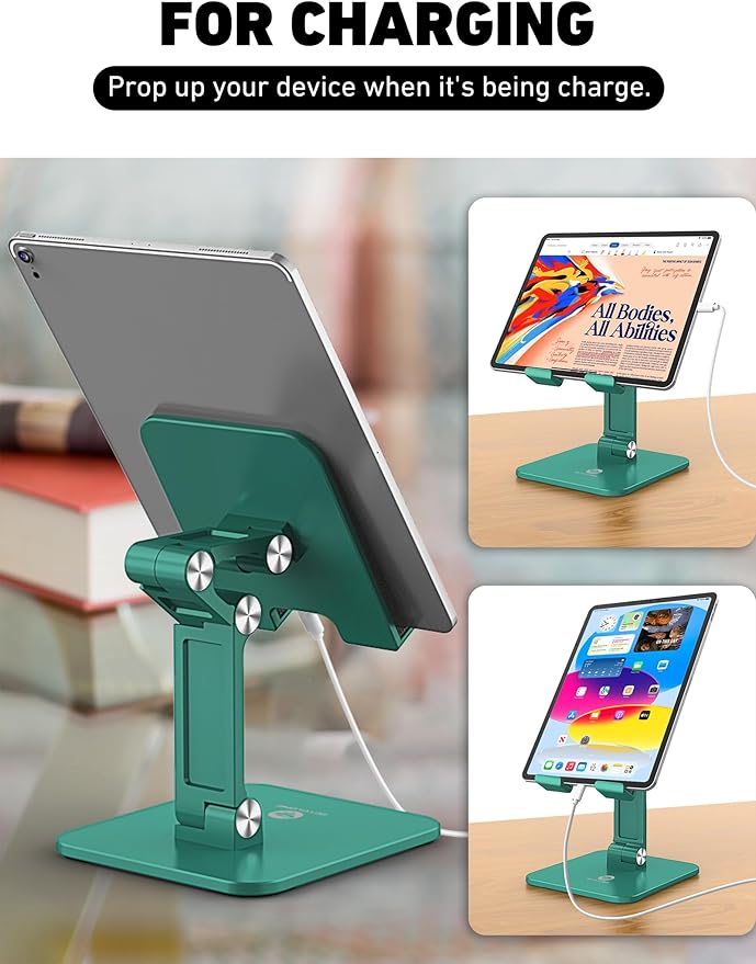 OCYCLONE Tablet Stand Compatible with iPad Holder for Desk, FoldableTablet Holder Portable Monitor Stand - Green