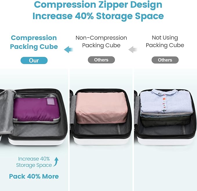 Cambond Compression Packing Cubes for Travel Women - Travel Bags Luggage Organizers Travel Essentials Compression Cubes for Travel Carry on Suitcases Organizer