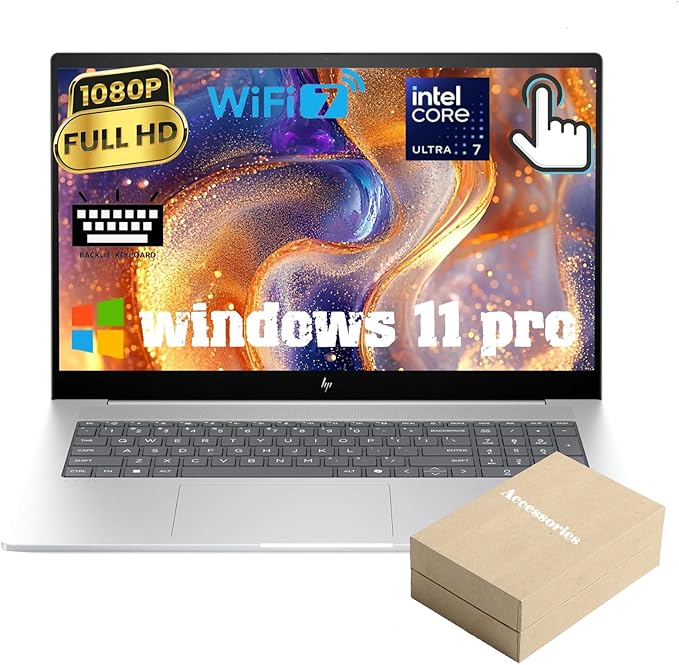 HP Envy 17.3" Business Laptop, FHD Touchscreen, Intel Core Ultra 7 155U,Lightweight, HDMI, Thunderbolt 4, IR Camera, Wi-Fi 7, Windows 11 Pro, 32GB DDR5 RAM, 2TB SSD