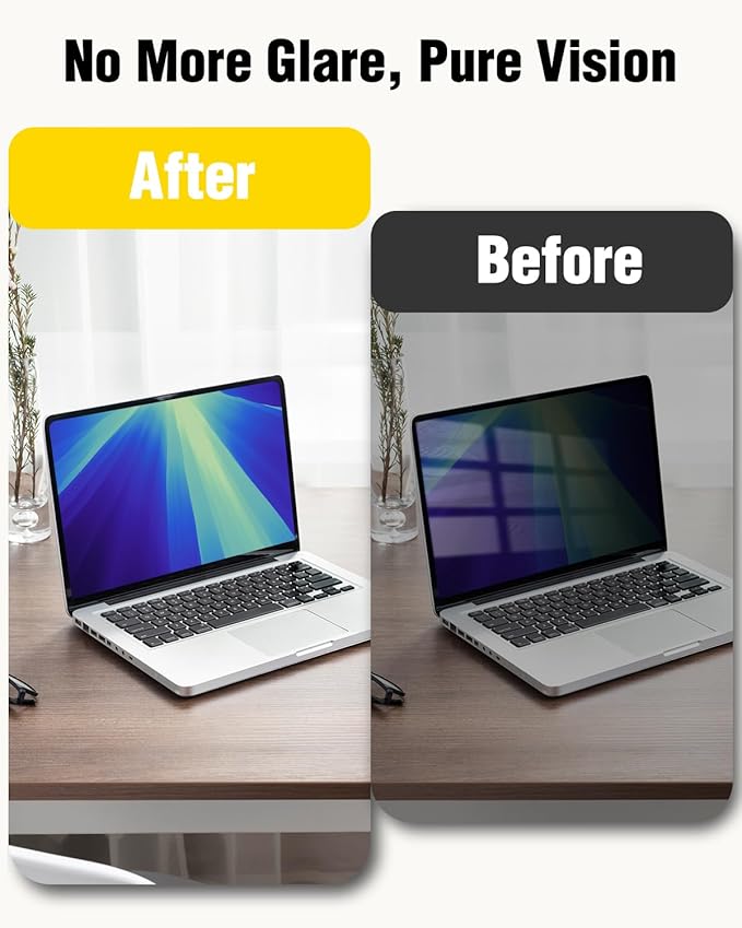 F FORITO Magnetic Laptop Privacy Screen 15.6 inch 16:9, 360° Anti Peeping Removable Anti Glare Blue Light Filter Compatible with All 15.6” 16:9 Laptops Portable Monitors