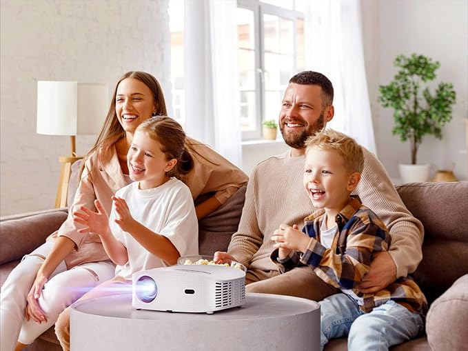 GooDee Smart 4K 1080P Projector - Video Projector with WiFi and Bluetooth, Movie Outdoor Projector for Home Theater Dolby Audio Zoom Portable Projector TV Stick, Netflix/Amazn Prime Video Certified