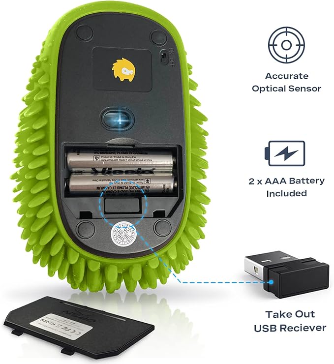 HedgeHog Health Hoglet Wireless Computer Mouse – Cute, Functional, and Tactile Fidget Tool. Combines Stress Relief with Comfort and Style, Perfect for Enhancing Focus and Productivity (Green)