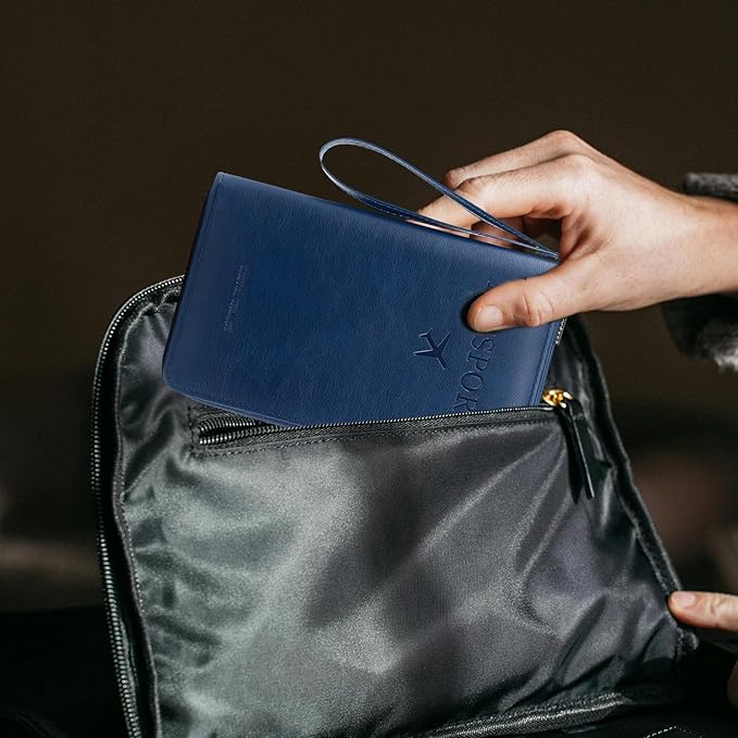 S-11 RFID Blocking Passport Holder Travel Wallet, Slim Zipper Card Case with ID Window, Boarding Pass Slot & Credit Card Organizer for Men and Women. (Green)