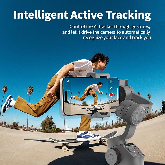 TOALLIN Gimbal Stabilizer for Smartphone, 3-Axis Phone Gimbal with AI Tracking, Gesture Control, Long Battery Life Stabilizer for iPhone & Android, Video Recording, Streaming, Travel Vlogging