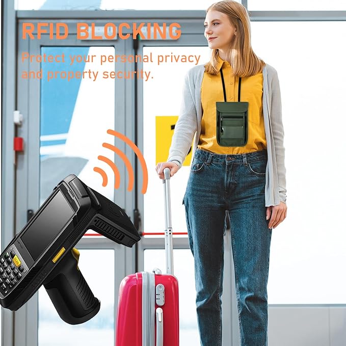 sundee Travel Neck Wallet with Double Zippers, RFID Blocking Passport Holder with Adjustable Neck Strap for Men and Women to Keep Cash, Credit Cards and Travel Documents Safe - Olive Green