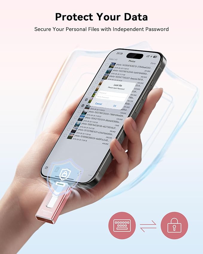 MFi Certified Flash Drive for iPhone 512GB, 3 in 1 Type-C USB Memory Stick Thumb Drive for Photos Videos, High Speed External Memory Storage Photo Stick for iPhone iPad Android PC (Rose Pink)