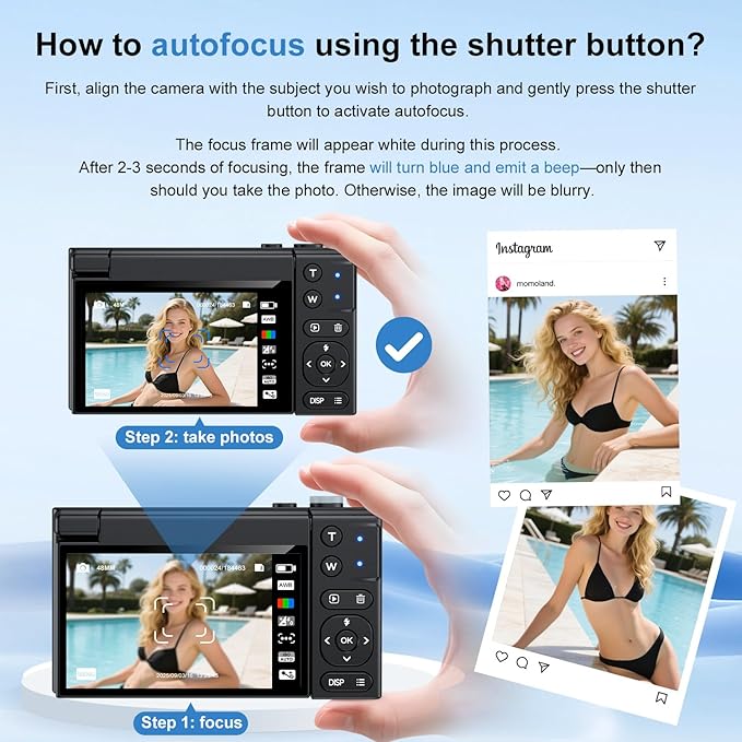 4K Digital Camera for Photography, 64MP Vlogging Video Camera for YouTube with 3'' 180°Flip Screen, 64GB Micro SD Card, 16x Digital Zoom,Point Shoot Compact Travel Vintage Cameras (Black)