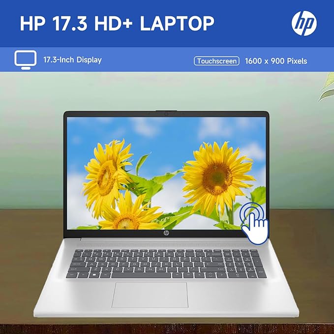 HP 17.3" Touchscreen Laptop, 8-Cores Intel Core i3-N305, 8GB RAM, 128GB eMMC + 512GB SSD, Numeric Keypad, Webcam, HDMI, Wi-Fi 6, Windows 11 Home, Silver