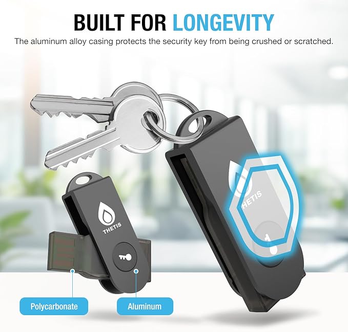 Thetis Pro-A FIDO2 Security Key Passkey Device with USB A & NFC, TOTP/HOTP Authenticator APP, FIDO 2.0 Two Factor Authentication 2FA MFA, Works with Windows/macOS/Linux/Gmail/Facebook/Dropbox/GitHub