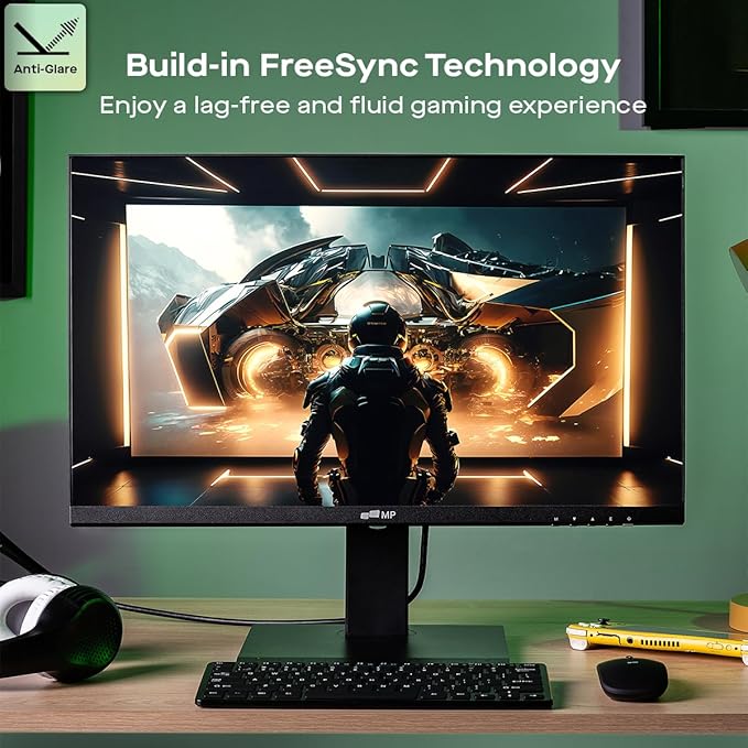 New Mobile Pixels 23.8'' Computer Monitor, 75Hz FHD1080P IPS Monitors with VESA Mounting, Rotatable, Height/Tilt Adjustment for Ergonomic Viewing, Frameless, Anti-Glare, Gaming Monitor with FreeSync