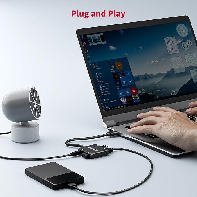 USB 3.0 Hub, 4 Port USB Hub Splitter,Portable USB Adapter Mini Multiport Expander for Desktop, Laptop, Gaming Console, Flash Drive, HDD, Printer, PC, Keyboards