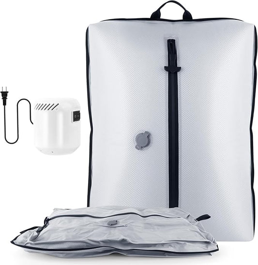 Dobaly 33L Professional Vacuum Bags for Travel with 55W Super Power Electric Pump, IP67 Reusable Vacuum Seal Bags for Clothing for Suitcases and Backpack Space Saver Bags for Travel (2PC+Pump)