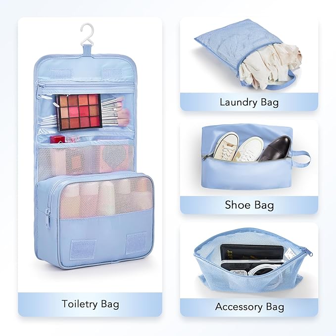 10 Set Compression Packing Cubes for Travel Essentials,Compressible Expandable Packing Cubes for Suitcase,OlarHike Luggage Organizer Bags for Travel,Handy Helper for Organizing Clothes(Light Blue)