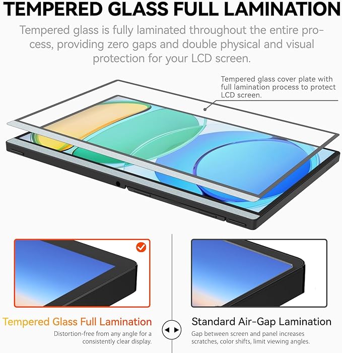 Intehill 14" Portable Monitor, WUXGA 1920x1200 Portable Screen with Full-Covered Tempered Glass, 16:10 USB-C HDMI External Display with Speakers & Stand, Travel Monitor Second Screen for Laptop, F14ZA