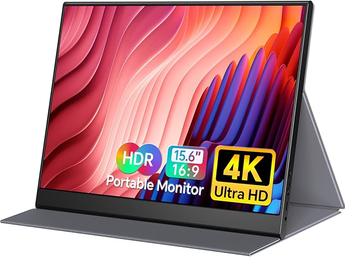 Yxk 4K Portable Monitor 15.6" 3840x2160 UHD USB-C HDMI Laptop, 100% RGB IPS Computer Gaming Display HDR Travel Speakers & Smart Cover for Laptop Xbox PS5 Switch PC Phone