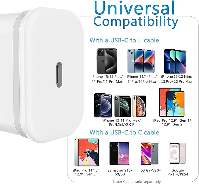 for iPhone 17 16 Charger, Fast Charging USB C Block 2-Pack 20W Type-C Phone Wall Plug Portable Power Adapter USBC Brick USB-C Box 15 14 13 12 11 Air Pro Max Plus XS X XR SE 8 7 6 Pad Mini