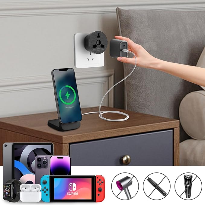 3-in-1 Travel Power Converters,International Plug Adapter,Worldwide Universal Power Adapter, All in One Travel Essentials Perfect for European US, EU, UK, AU 160 Countries,Black