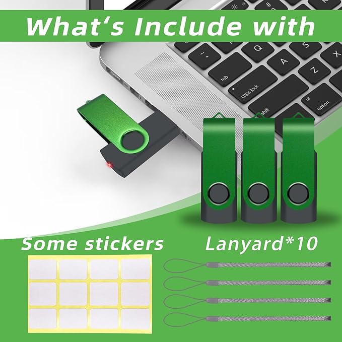 10 Pack 4GB USB Flash Drive,XUANREG USB 2.0 Thumb Drive Jump Pen Drive Memory Stick with Sticker Paper and Lanyards, Bulk USB Drives,4GB