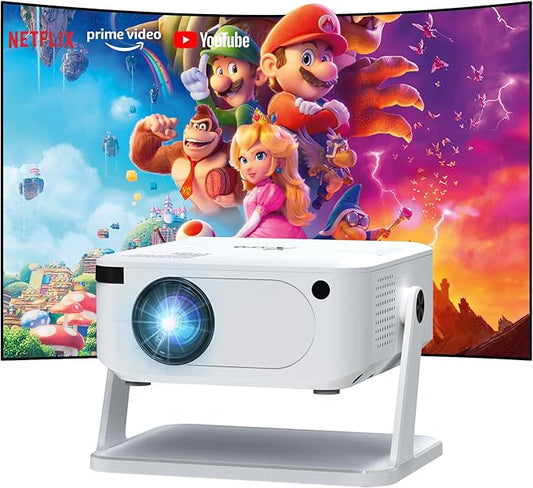 Mini Projector 4K support with WiFi 6 and Bluetooth 5.0, 4w Speaker, Auto Vertical Keystone 45° Rotatable Portable Proyector for Home Bedroom Outdoor