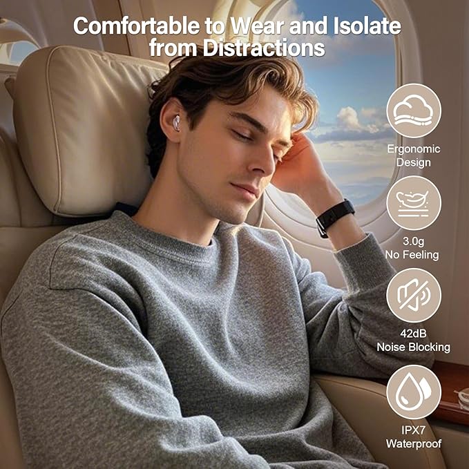 Sleep Earbuds Bluetooth 5.4 in Ear Touch Screen Sleep Headphones, Small Design Mini Sleep Earbuds for Side Sleepers with Sleep Mode, 48H Playtime Sleep Earphones Clear Calls, 5 EQ Modes, Rose