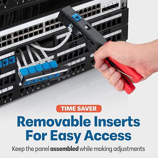 Everest 24 Port Keystone Patch Panel (1-Pack) - Removable 6-Port Panels - Use with Slim Profile Keystones ONLY (Wider Jacks May not fit Side by Side) - 8 Blank Keystone Jack Inserts Included