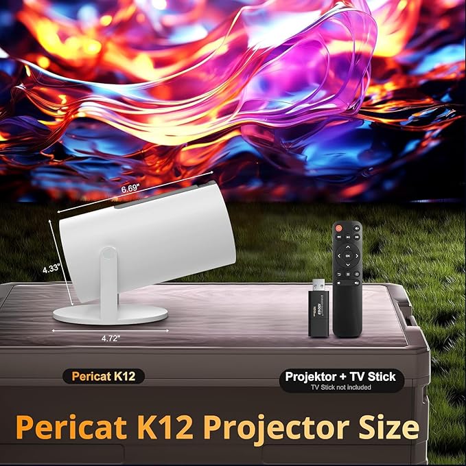 Projector with WIFI and Bluetooth, Auto Keystone 180ANSI Native 1080P Outdoor Movie Portable Projector Compatible with Smartphone, HDMI, USB, AV, TV Stick, PS5 for Home, Bedroom, Outdoor Use