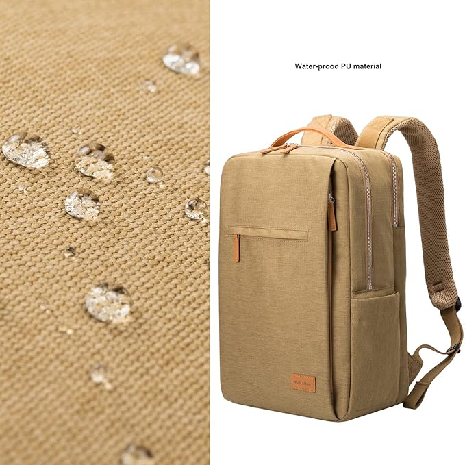 NOBLEMAN Travel Backpack Men Women, Business Computer Backpacks with Multi Compartment Storage Laptop Backpack, Water Resistent 15.6 Inch Laptop Work Business Backpack with USB Port for Nurse (Khaki)