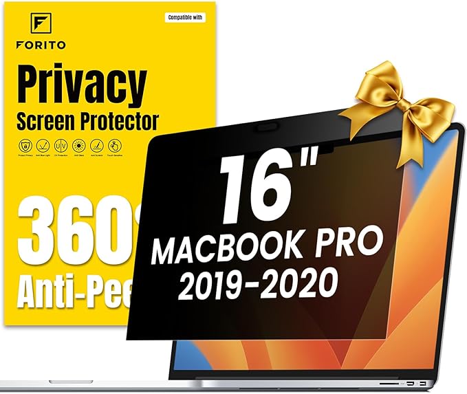 F FORITO 360° Privacy Screen Protector Compatible with MacBook Pro 16 inch (2019, 2020), Anti Peeping, Anti Glare and Scratch Resistant Laptop Privacy Screen Shield
