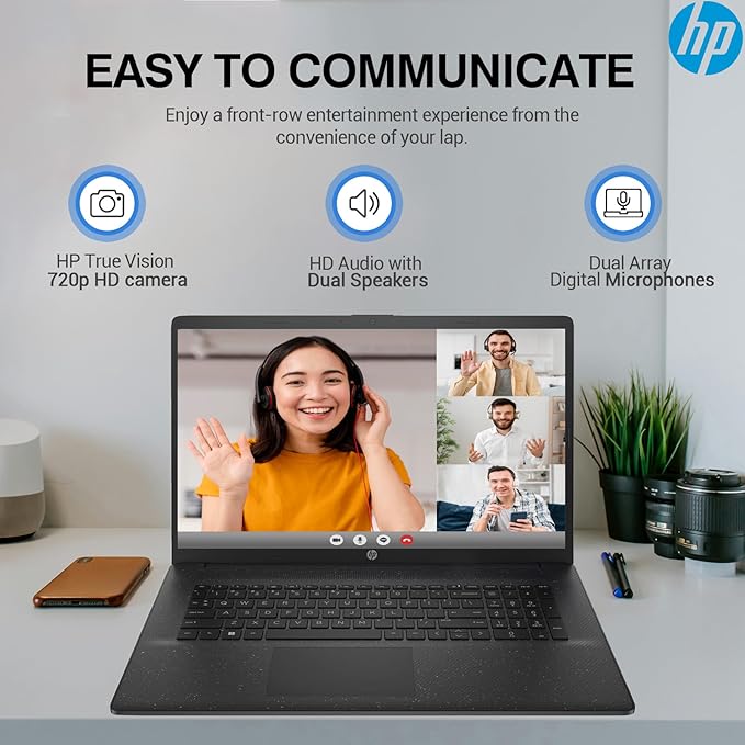 HP 17 Inch Laptop Computer, FHD IPS 17.3 Business Laptop PC, Intel Core i5, 16GB RAM, 512GB SSD+512GB Docking Set, Lifetime Microsoft Office, Windows 11 Pro, Long Battery Life, 10 Key Number Pad