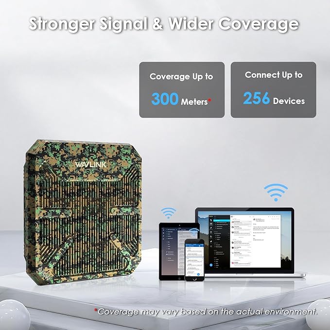 WAVLINK AX3000 Outdoor WiFi 6 Extender, Dual Band Long Range WiFi Repeater/Wireless Access Point/Router with PoE/ 3KM PtP Transmission, IP67 Waterproof, Supports Up to 256 Devices for Camping, Farm