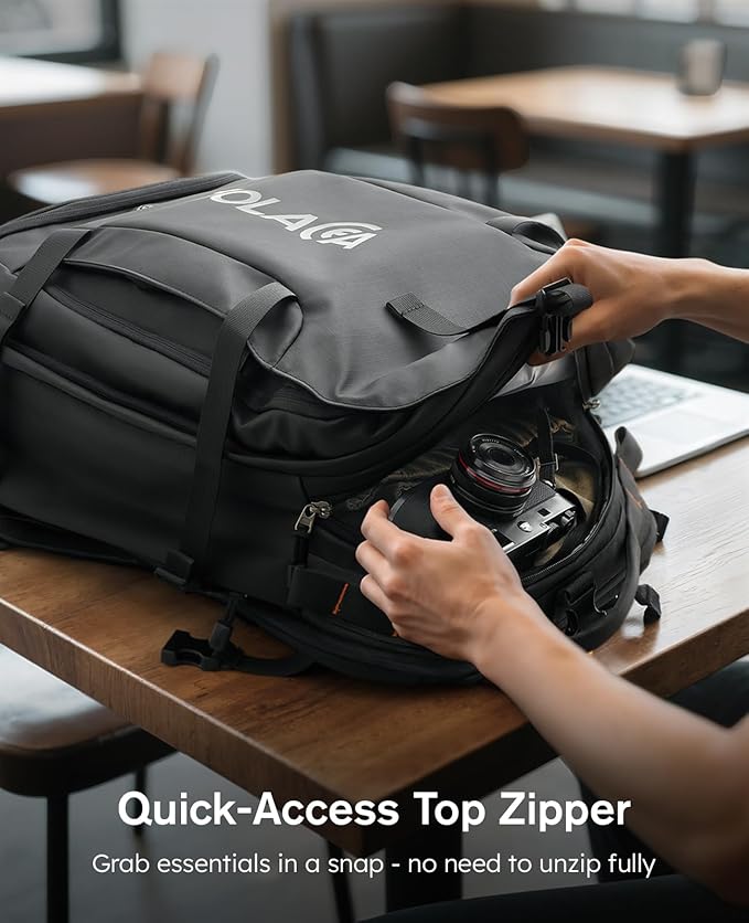 Tolaccea Travel Laptop Backpack, TSA Friendly Flight Approved Carry-on Business Rucksack Work Backpack with Extra Toiletry Bag, Dual Storage for 17.3" Laptop and 12.9" Tablet, 40-45L Expandable