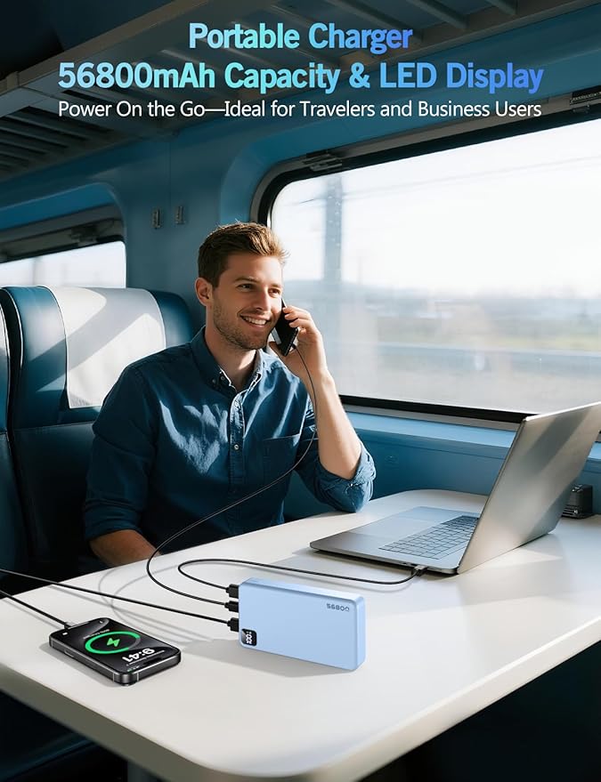 Portable Charger Power Bank 56800mAh Battery Pack-22.5W Fast Charging with USB C & LED Display,