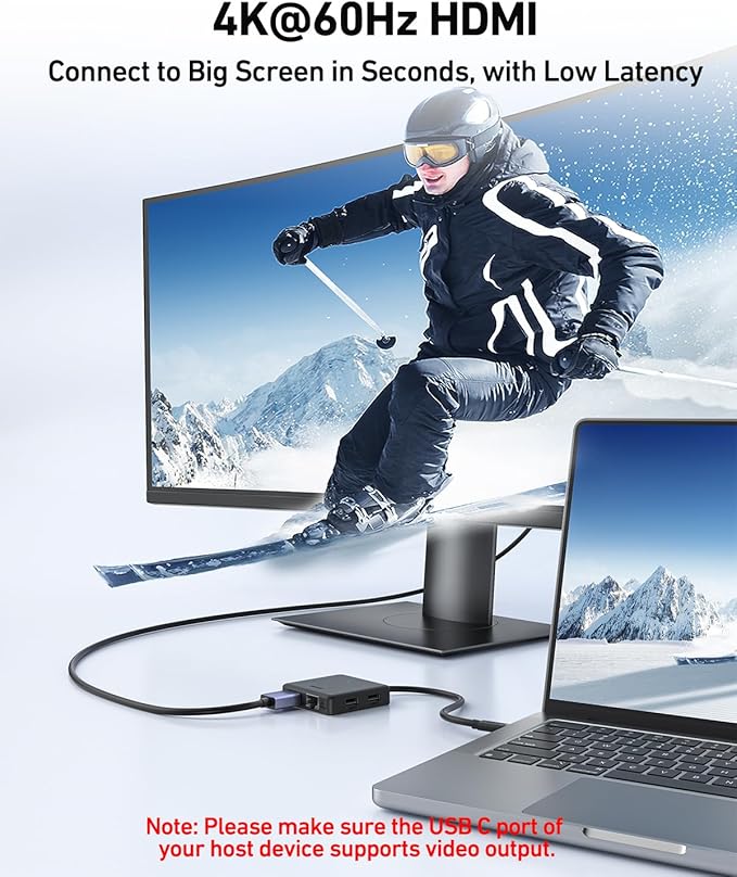 BENFEI USB C HUB 6in1 with HDMI(4K@60Hz), 100Mbps Ethernet, 100W Power Delivery, 1*USB 3.2 10Gbps and 2*USB 2.0, Compatible with iPhone 16 Pro/Max MacBook iPad Pro iMac S23 XPS17