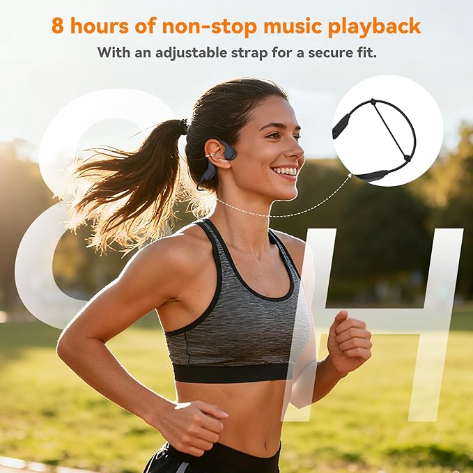 Bone Conduction Bluetooth Headphones-SurfAudio,IP68 Waterproof Swimming Headphones with 32GB MP3 Player, Lightweight Open Ear Design for Swimming/Surfing/Marathon/Cycling(Tangerine)