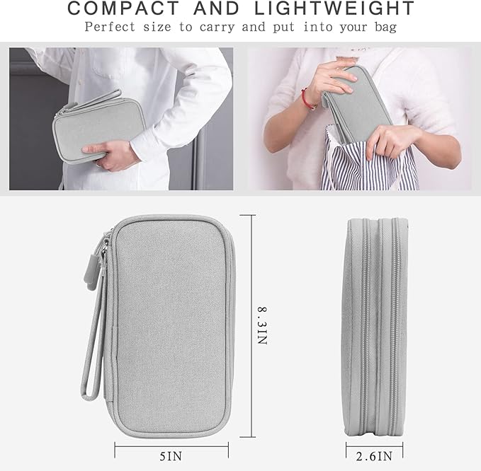 Skycase Big Capacity Pencil Case - Waterproof Travel Cord Pouches for Organization, Pencil Bag Wide Opening, All-in-One Double Layers Storage Bag for Accessories, Pen, Charger, Cable, Grey-1