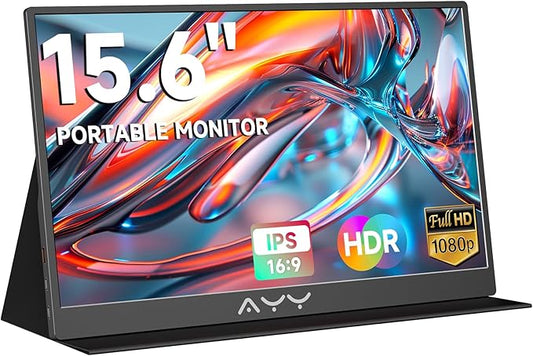 qaf 15.6 Inch Portable Monitor for Laptop, FHD 1080P USB-C HDMI Computer Monitor with 100% sRGB HDR IPS Display, Ultra-Thin Travel Second Screen Compatible with Laptop Mac PC Phone PS5 Xbox Switch