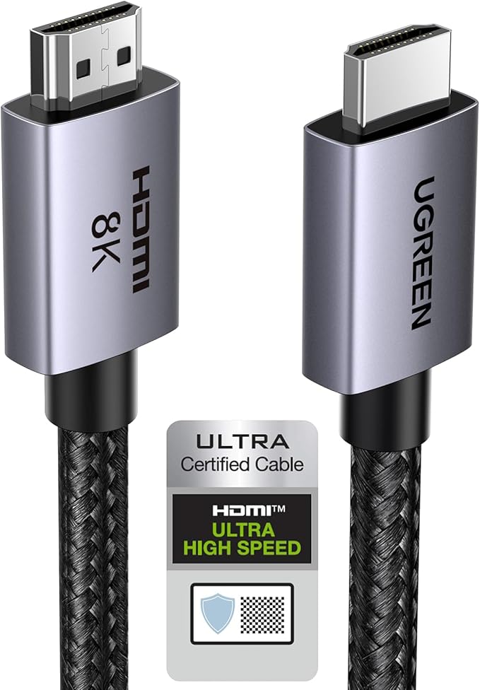 UGREEN 8K HDMI 2.1 Cable 48Gbps 10FT, Certified Ultra High Speed HDMI Cord Aluminum, 4K@240Hz 120Hz 10K 8K@60Hz, HDCP 2.2&2.3, eARC HDR 10 Dolby Compatible with PS5/Blu-ray/Roku TV/Switch 2/Mac mini
