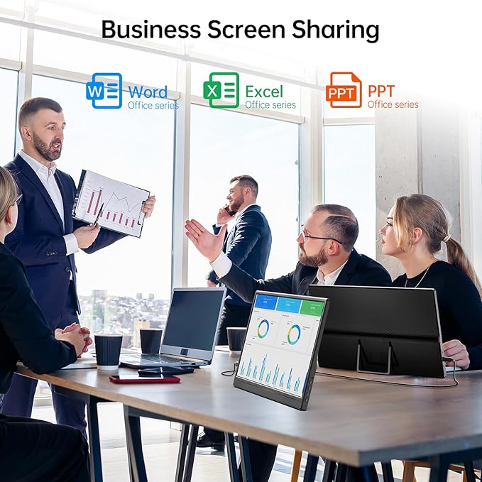 Yxk Portable Monitor 15.6 Inch 1080P USB-C HDMI Ultra-Slim Travel Monitor with Kickstand, for Laptop, PC, Mac Phone, PS, Xbox, Swich IPS Ultra-Thin Zero Frame Gaming