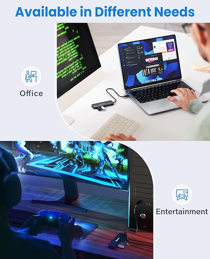 UtechSmart USB 3.0 Hub, 4 Port USB Hub Splitter with 5 Gbps Data Transfer, USB Expander Compatible for MacBook Pro 13/14/15/16, New Mac Air/Surface, ChromeBook, Multiport Charging & Connecting Adapter